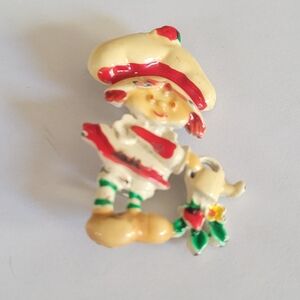 Vintage 1988 Strawberry Shortcake‎ with Watering Can Enamel Brooch